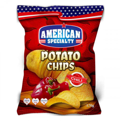 American Specialty Potato Chips Chili 170gm  American Specialty Potato Chips Chili 170gm