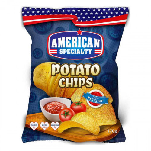 American Specialty Potato Chips Tomato Ketchup 170gm  American Specialty Potato Chips Tomato Ketchup 170gm