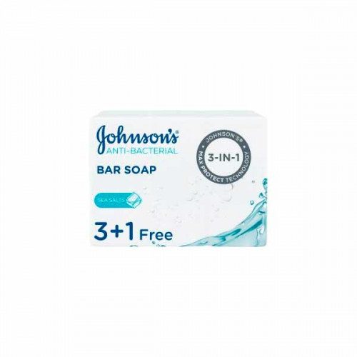 Johnson-s Anti-Bacterial Bar Soap Sea Salts 125gm 3 + 1 Free 