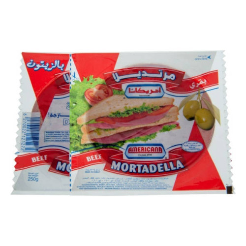 AMERICANA BEEF OLIVES SLICE MORTADELLA 250GM