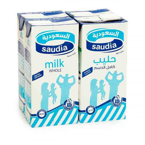 Saudia Whole Milk Long Life 4 x 1Ltr  Saudia Whole Milk Long Life 4 x 1Ltr