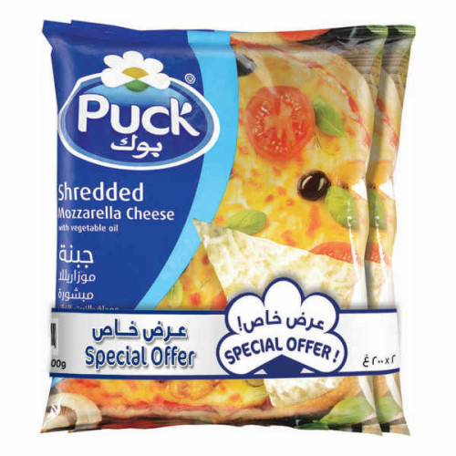 Puck Shredded Mozzarella Cheese 2 x 200gm  Puck Shredded Mozzarella Cheese 2 x 200gm
