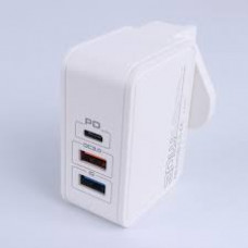 EARLDOM QUICK CHARGER 3 PIN USB UK-1