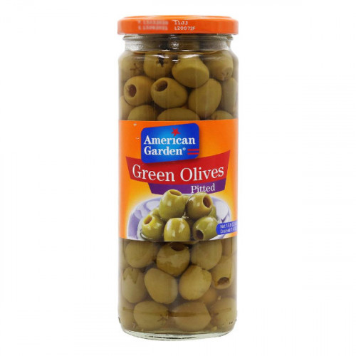 American Garden Green Olives Pitted 450gm  American Garden Green Olives Pitted 450gm