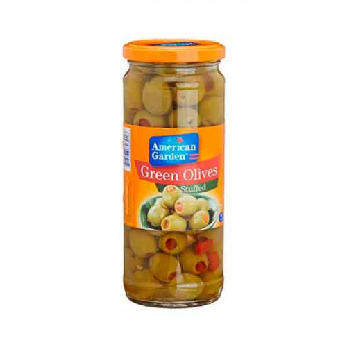 American Garden Green Olives Stuffed 450gm  American Garden Green Olives Stuffed 450gm