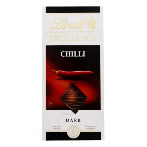 Lindt Excellence Dark Chocolate Chili 100gm  Lindt Excellence Dark Chocolate Chili 100gm