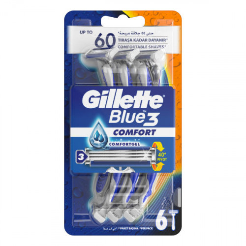 Gillette Blue 3 Comfort 6 Disposable Razors  Gillette Blue 3 Comfort 6 Disposable Razors