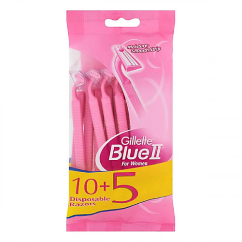 Gillette Blue II Disposable Razors for Women 10 + 5  Gillette Blue II Disposable Razors for Women 10 + 5