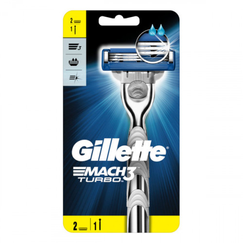 Gillette Mach3 Turbo Razor Handle + 2 Blades  Gillette Mach3 Turbo Razor Handle + 2 Blades