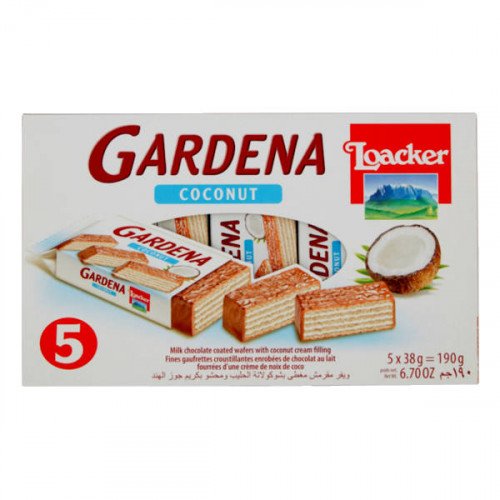 Loacker Gardena Chocolate Wafers Coconut 190gm  Loacker Gardena Chocolate Wafers Coconut 190gm