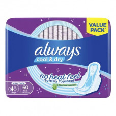 Always Cool & Dry Maxi Thick Large 60 Pads with Wings 