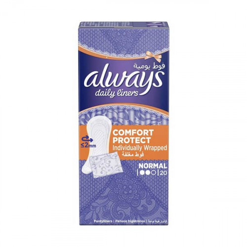 Always Daily Liners Comfort Protect Wrapped Normal 20 Pads  Always Daily Liners Comfort Protect Wrapped Normal 20 Pads