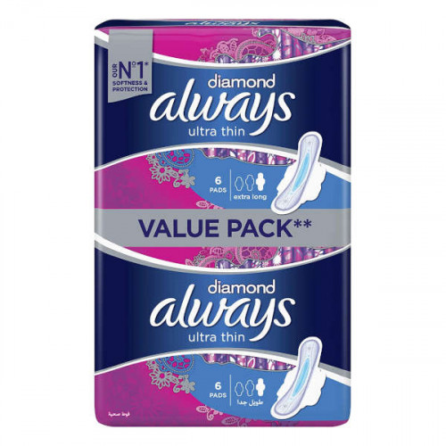 Always Diamond Ultra Thin Extra Long 12 Pads  Always Diamond Ultra Thin Extra Long 12 Pads