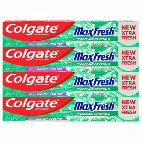 Colgate Toothpaste MaxFresh Clean Mint 4 x 75ml  Colgate Toothpaste MaxFresh Clean Mint 4 x 75ml