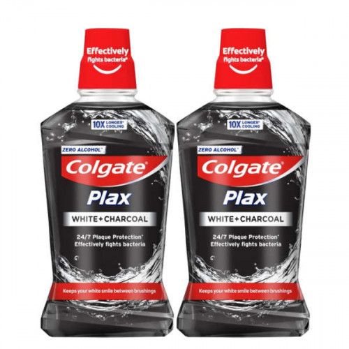 Colgate Plax Mouthwash White+Charcoal 2 x 500ml  Colgate Plax Mouthwash White+Charcoal 2 x 500ml
