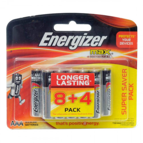 Energizer AAA Size Batteries 8 + 4 Free  Energizer AAA Size Batteries 8 + 4 Free