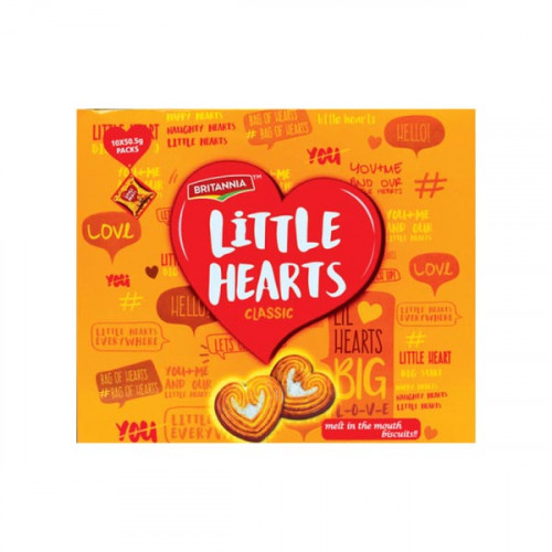 Britannia Little Hearts Biscuits 10 x 50.5gm  Britannia Little Hearts Biscuits 10 x 50.5gm